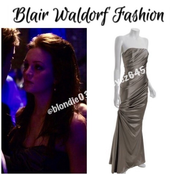 Vera Wang Lavender Label stone tucked charmeuse strapless gown S - Picture 1 of 4